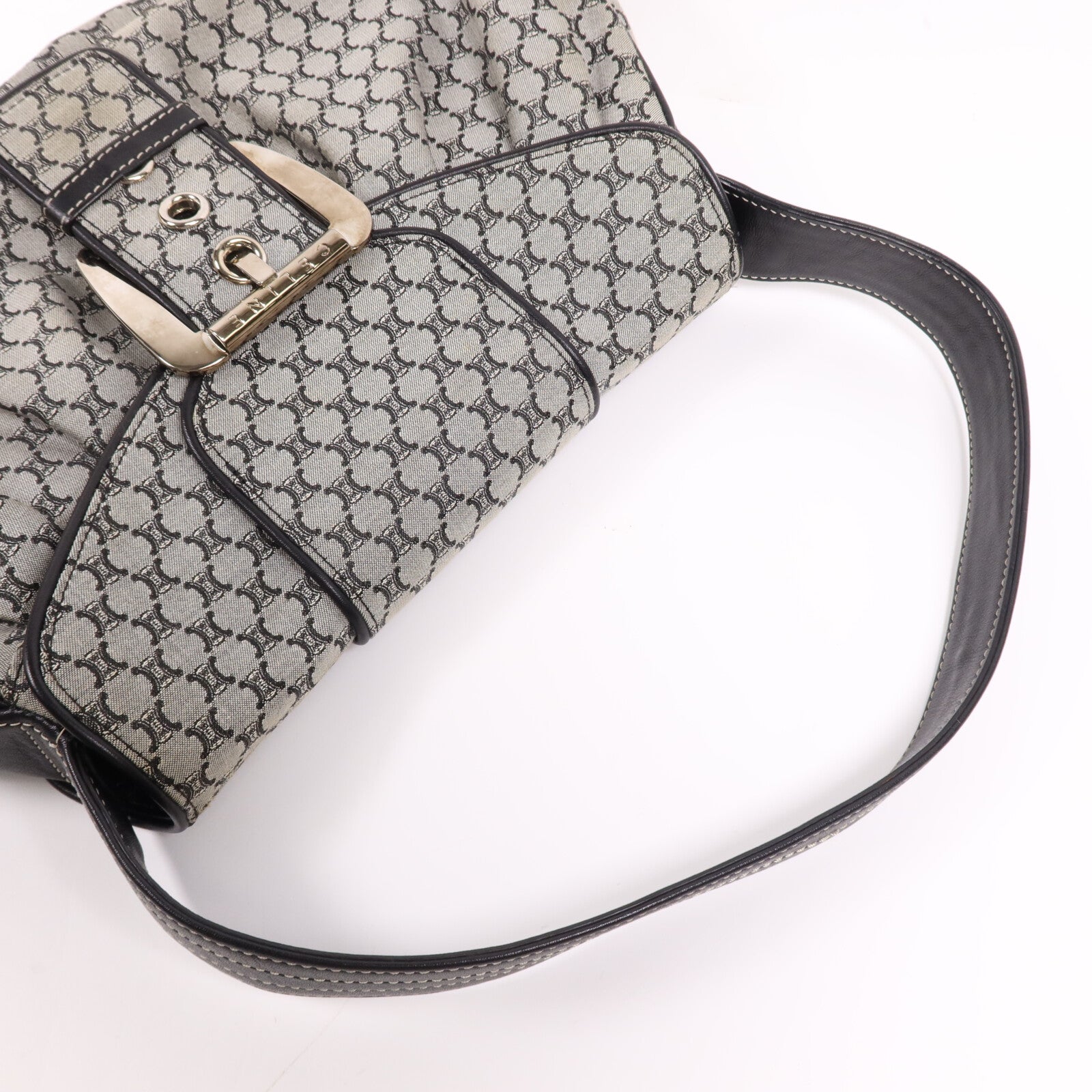 CELINE 帆布Shoulder Bag銀扣肩背袋