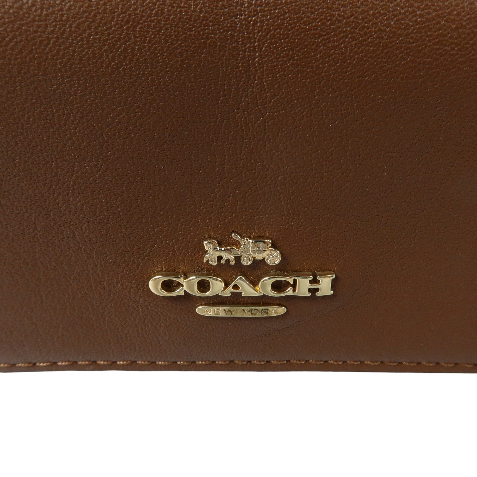COACH 塗層帆布/牛皮皮革Foldover Wristlet Pouch金扣手拿包