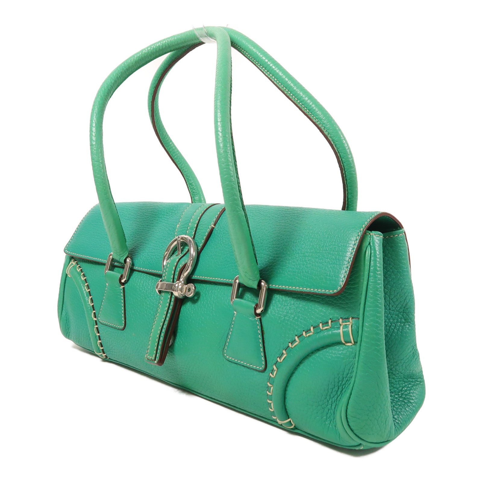 BURBERRY 牛皮皮革Hand Bag銀扣肩背袋