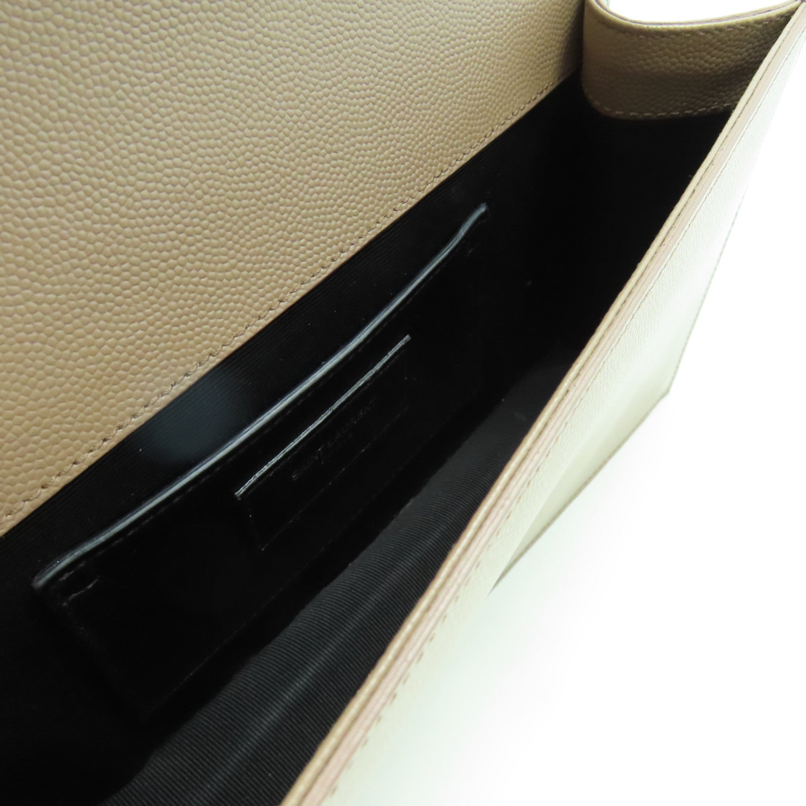 SAINT LAURENT 【激減優惠】牛皮皮革Clutch Bag銀扣手拿包啡色