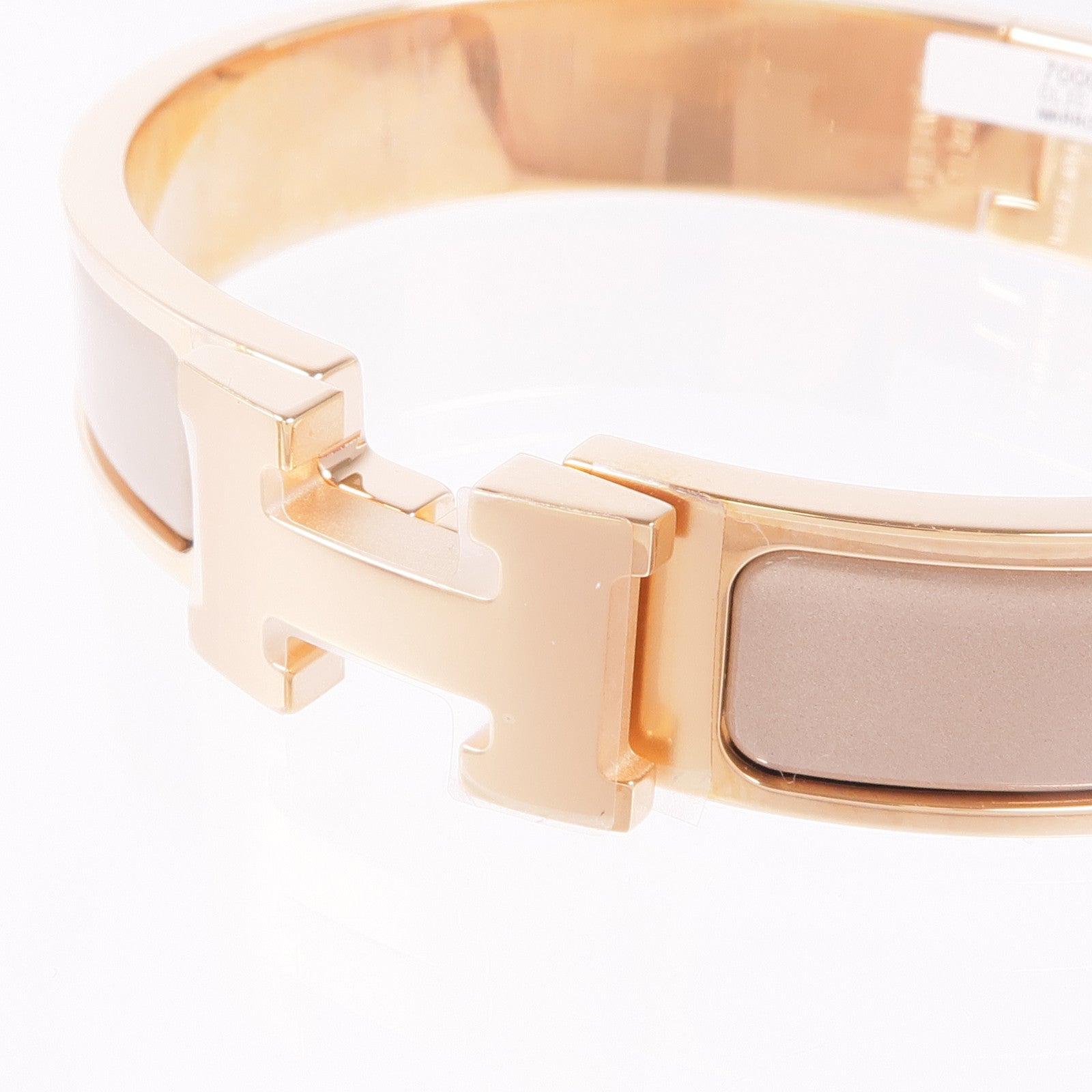 HERMES 金屬/琺瑯Clic H Bracelet金扣手鐲Marron Glace