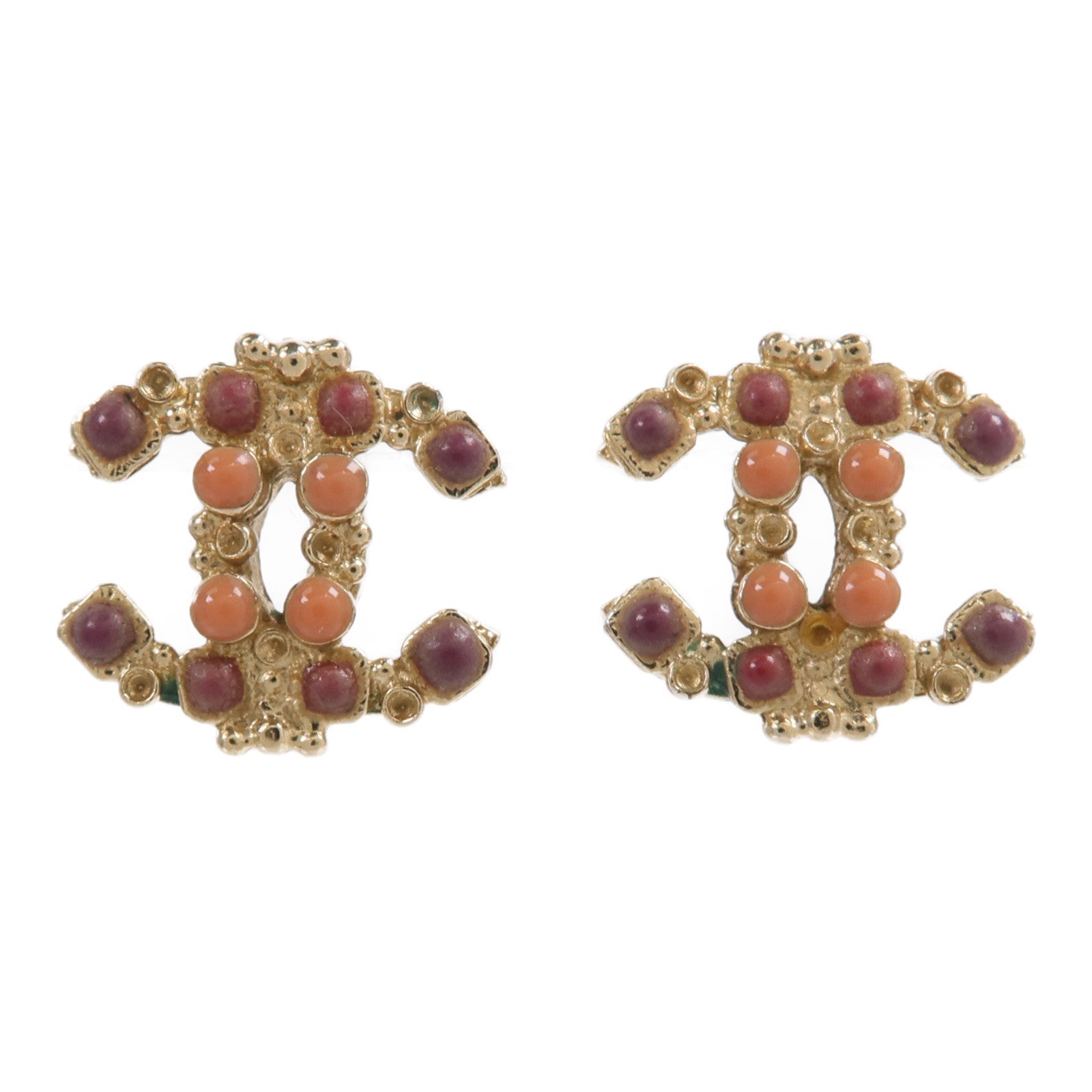 CHANEL 金屬/珊瑚石Earrings耳環