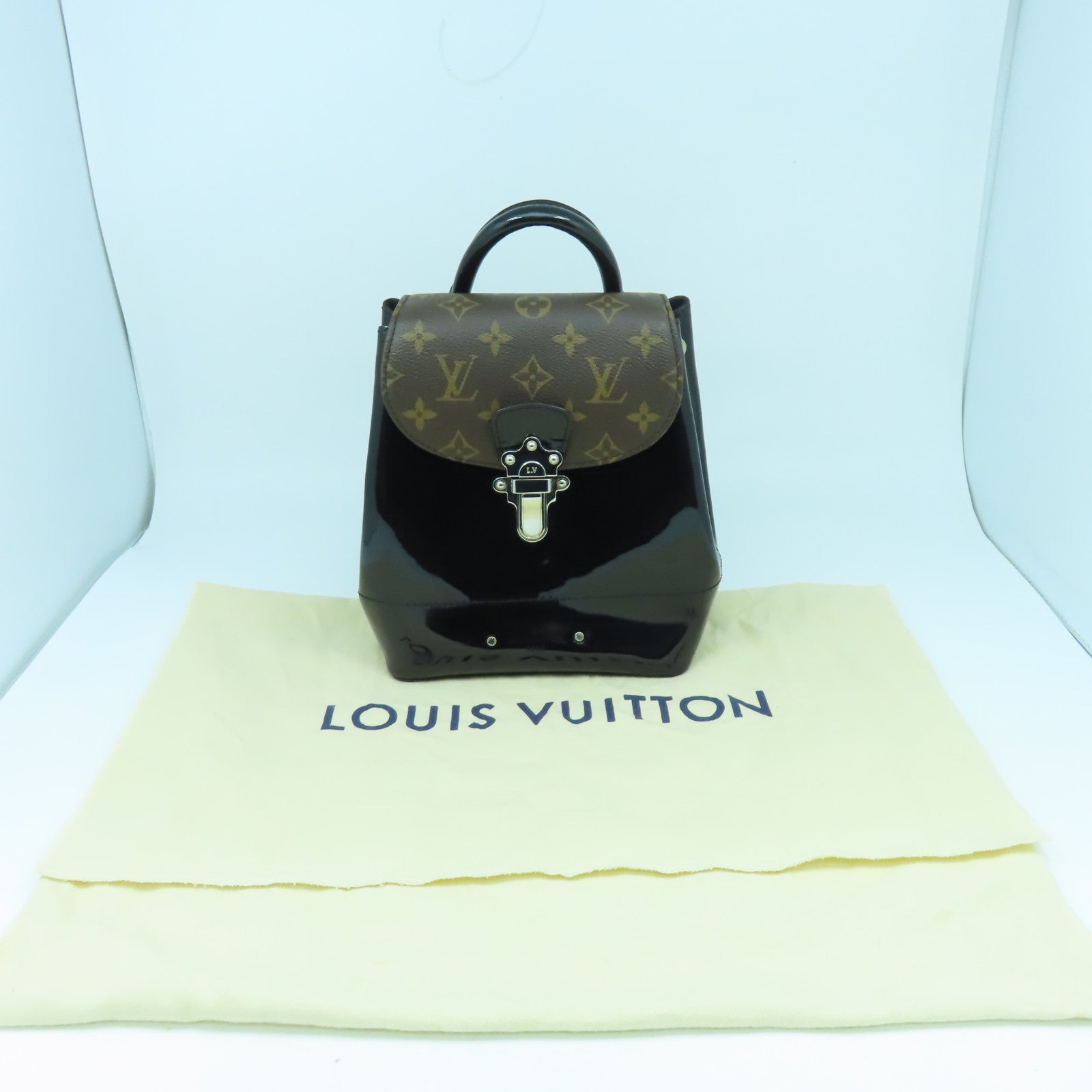LOUIS VUITTON 【激減優惠】Vernis/Monogram Hot Springs銀扣背包黑色/啡色
