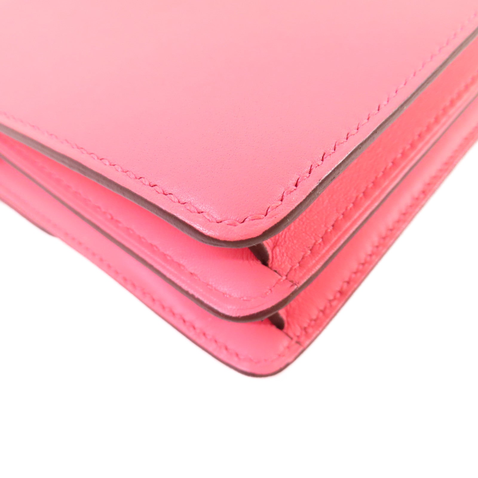 HERMES Swift皮革Mini Roulis Shoulder Bag銀扣肩背袋8W Rose Azalee/玫瑰杜鵑粉色