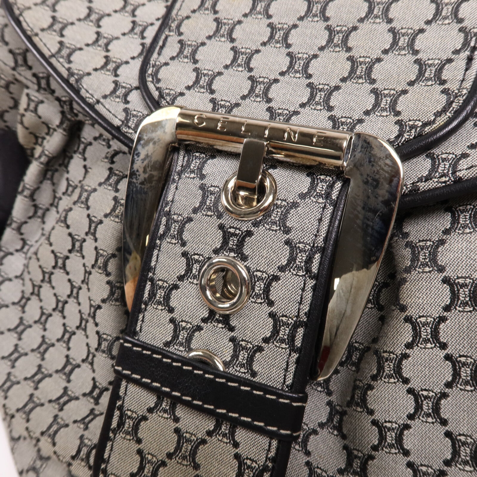 CELINE 帆布Shoulder Bag銀扣肩背袋