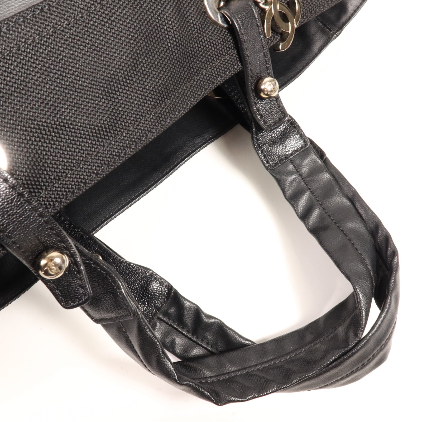 CHANEL 塗層帆布/尼龍Paris Biarritz Tote銀扣手挽袋