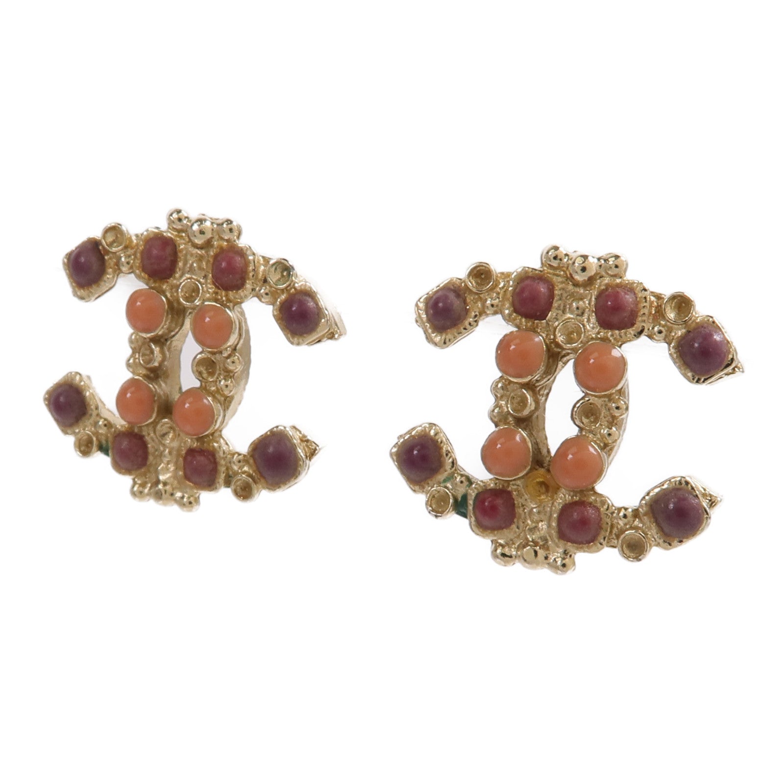 CHANEL 金屬/珊瑚石Earrings耳環