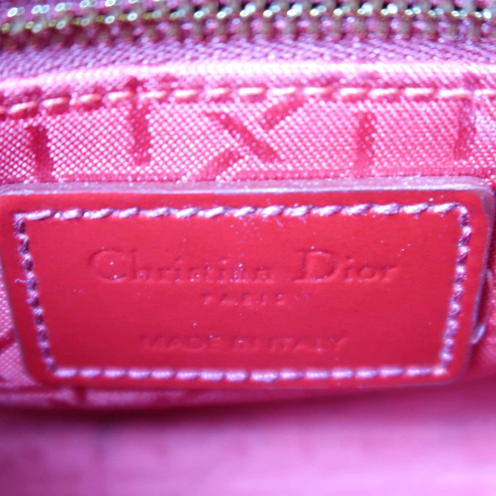 Dior 漆皮皮革Lady Dior金扣手挽肩背兩用袋紅色
