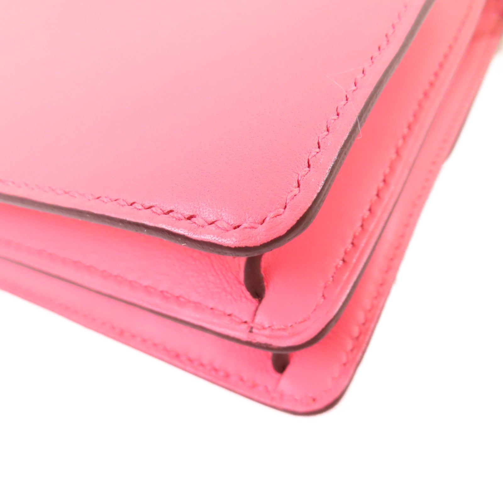 HERMES Swift皮革Mini Roulis Shoulder Bag銀扣肩背袋8W Rose Azalee/玫瑰杜鵑粉色