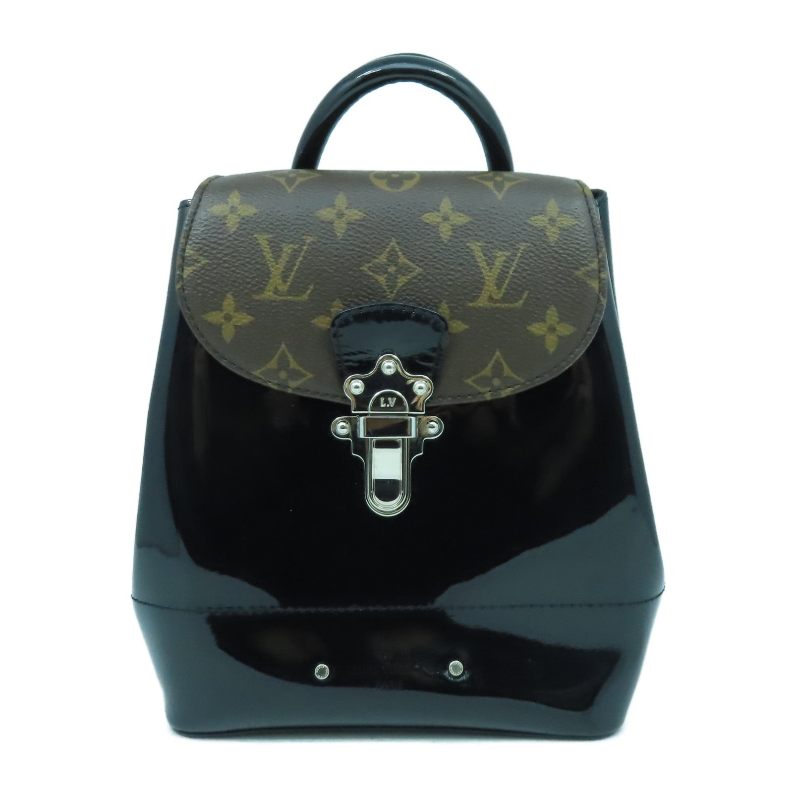 LOUIS VUITTON 【激減優惠】Vernis/Monogram Hot Springs銀扣背包黑色/啡色