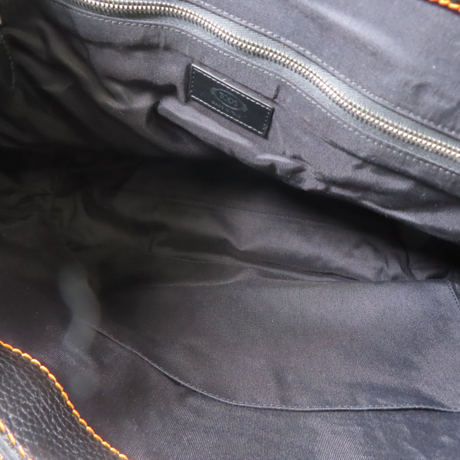 TOD'S 牛皮皮革2 Way Bag銀扣手挽肩背兩用袋黑色