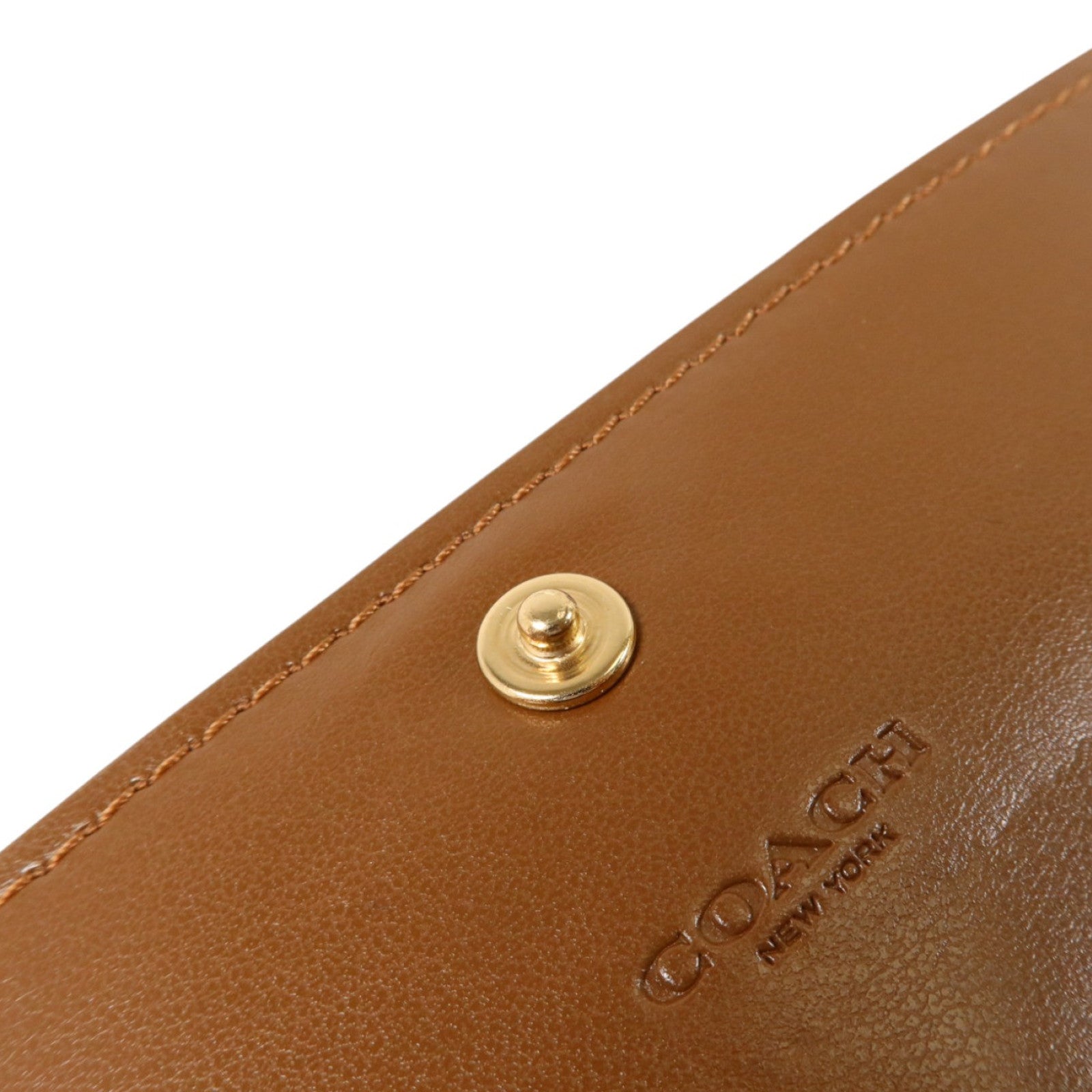 COACH 塗層帆布/牛皮皮革Foldover Wristlet Pouch金扣手拿包