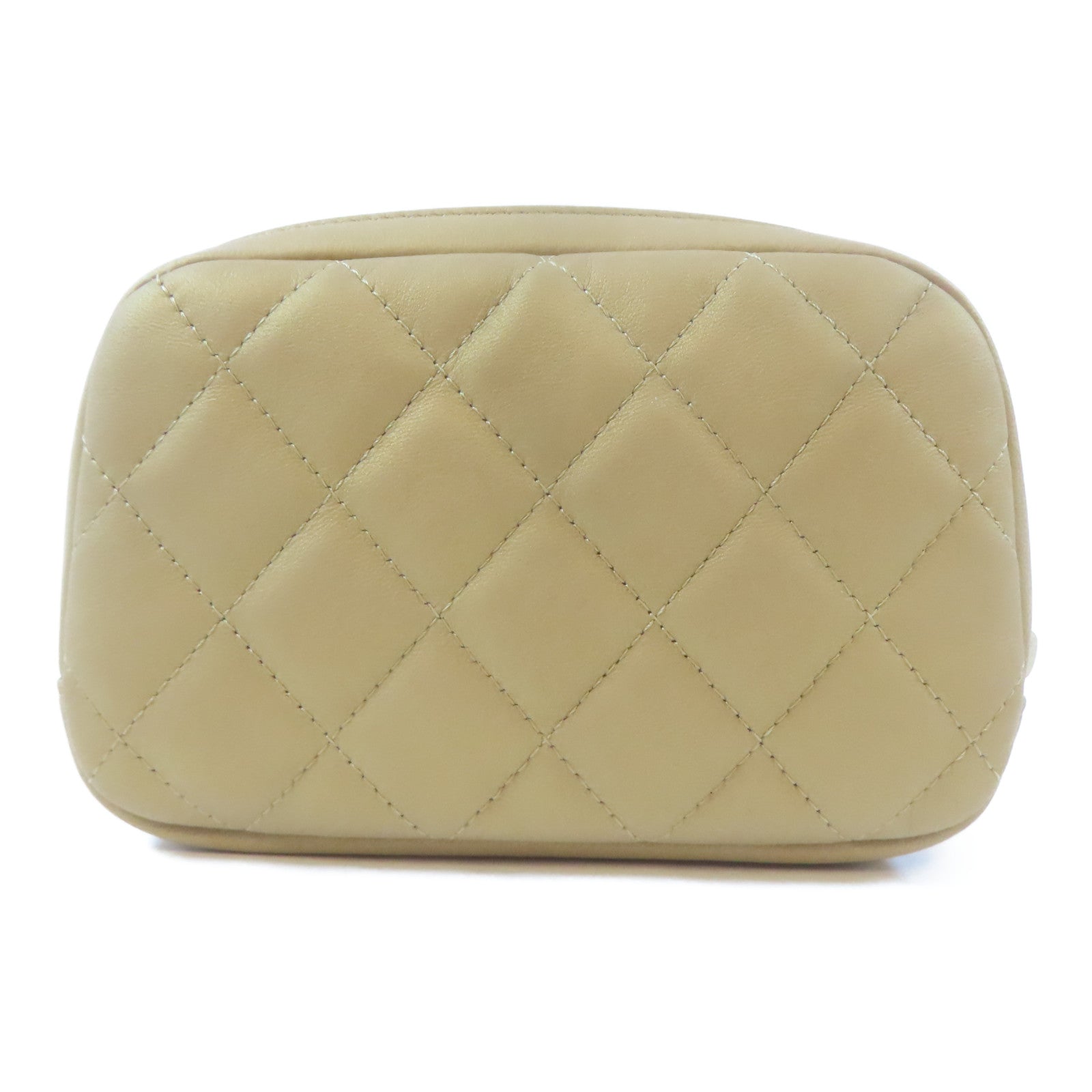 CHANEL (PRICE DOWN) Quilted CC GHW Pouch Bag Lambskin Leather Gold