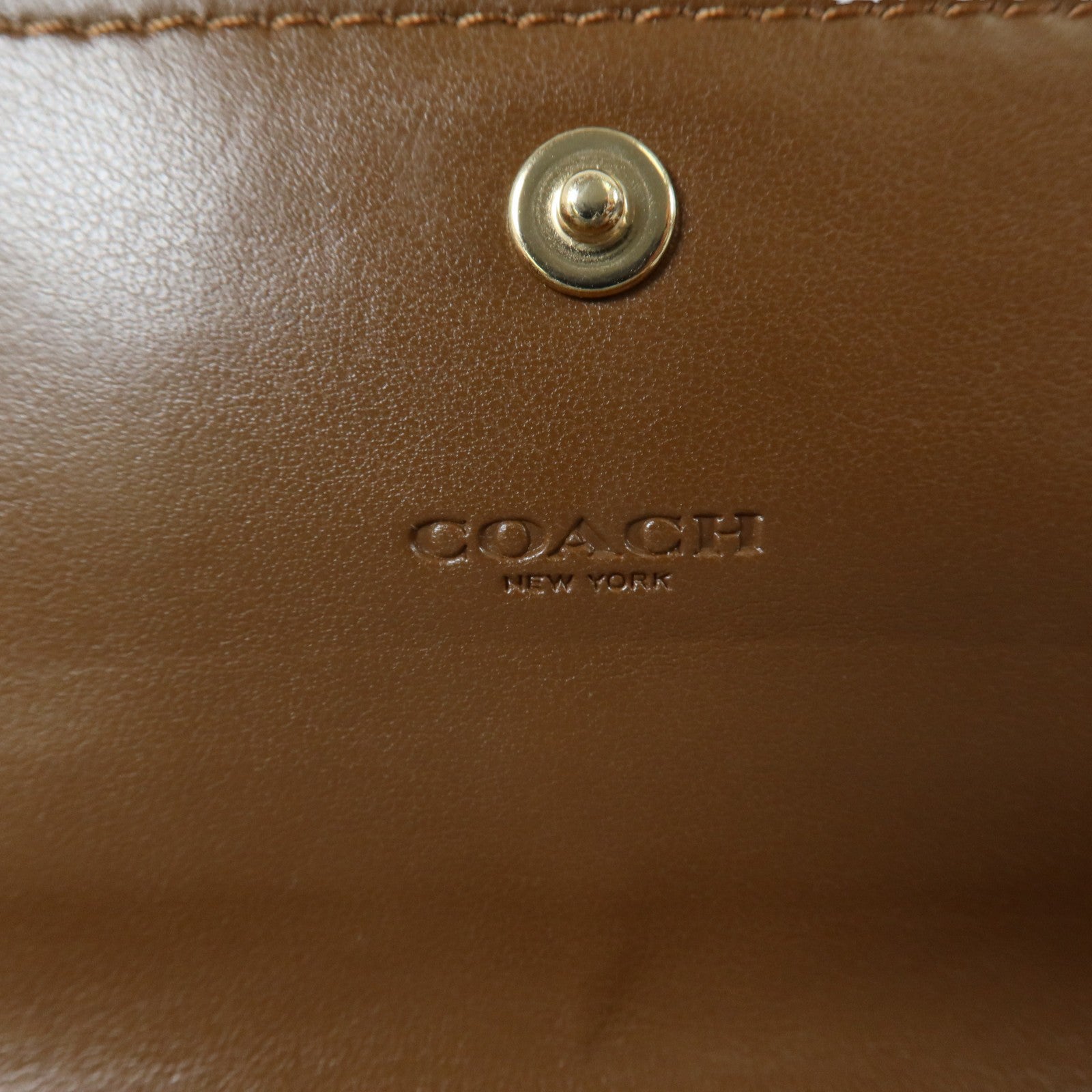 COACH 塗層帆布/牛皮皮革Foldover Wristlet Pouch金扣手拿包
