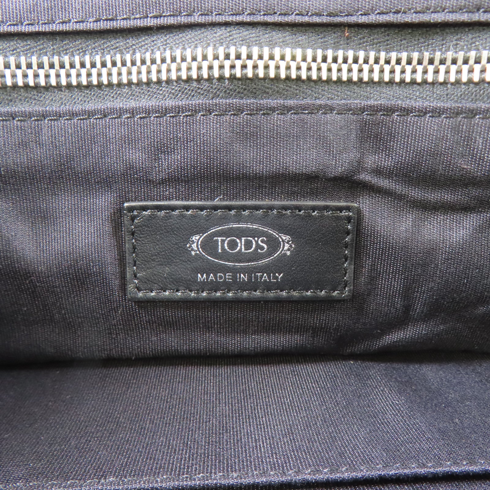 TOD'S 牛皮皮革2 Way Bag銀扣手挽肩背兩用袋黑色
