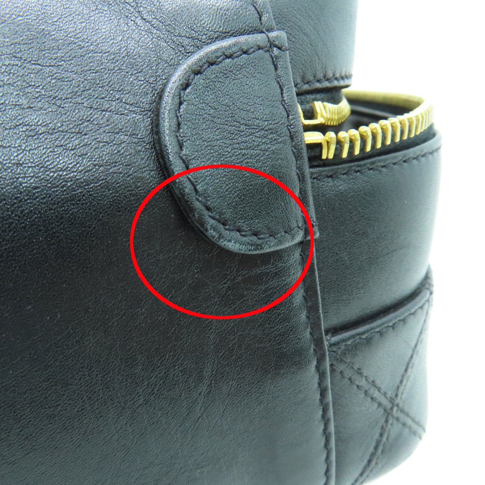 CHANEL 菱格牛皮皮革Handbag金扣手挽袋黑色