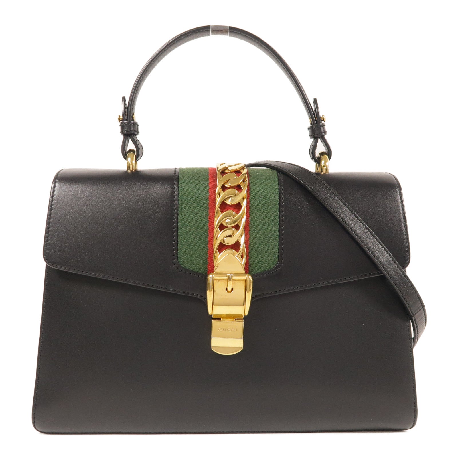 GUCCI 【激減優惠】牛皮皮革Sylvie金扣手挽肩背兩用袋