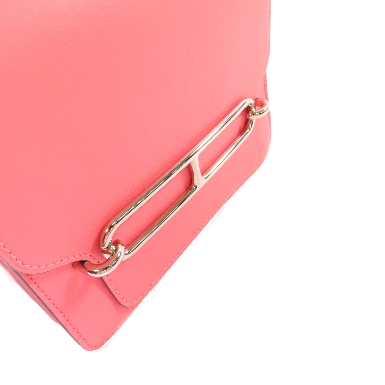 HERMES Swift皮革Mini Roulis Shoulder Bag銀扣肩背袋8W Rose Azalee/玫瑰杜鵑粉色