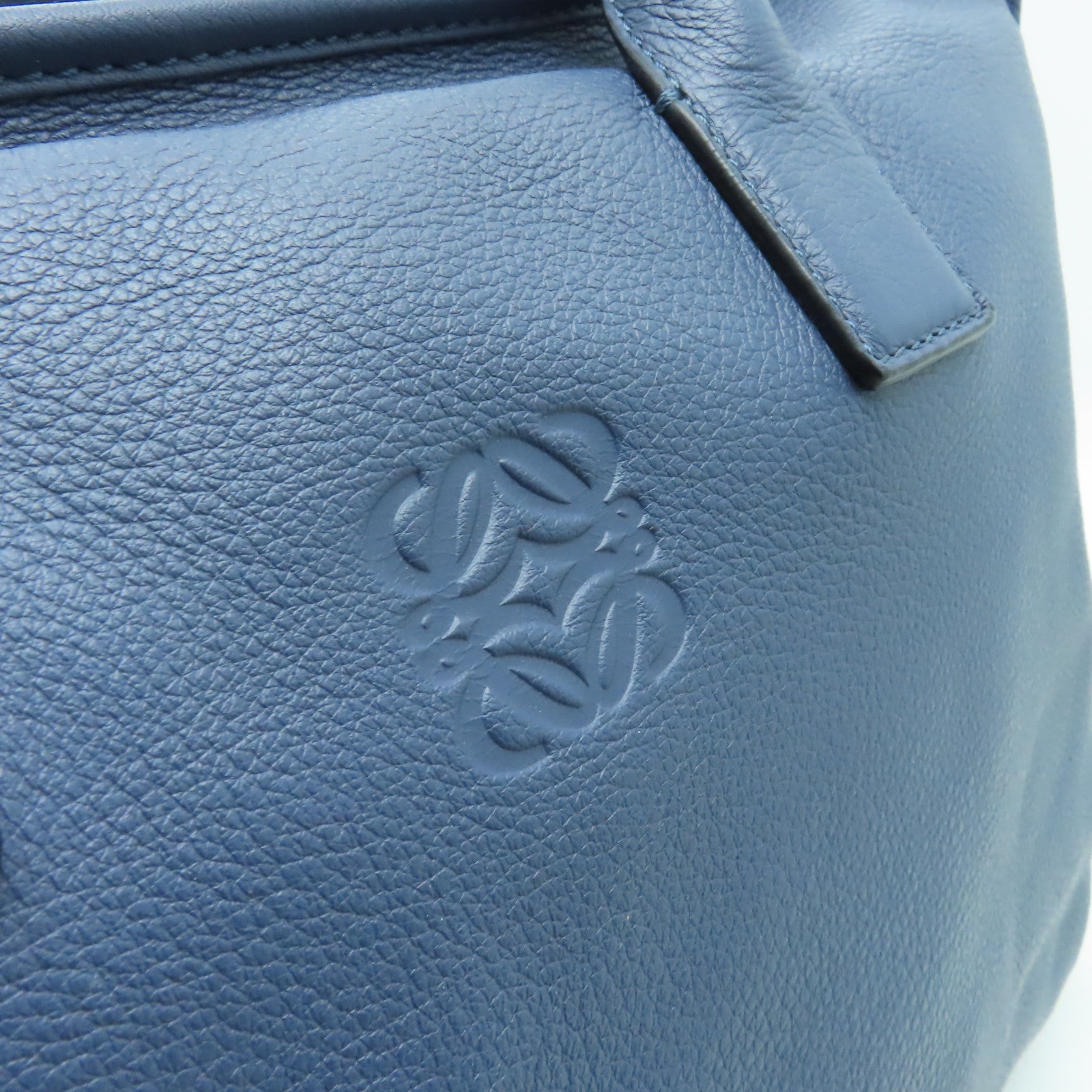 LOEWE 牛皮皮革2way Shoulder Bag銀扣手挽肩背兩用袋藍色