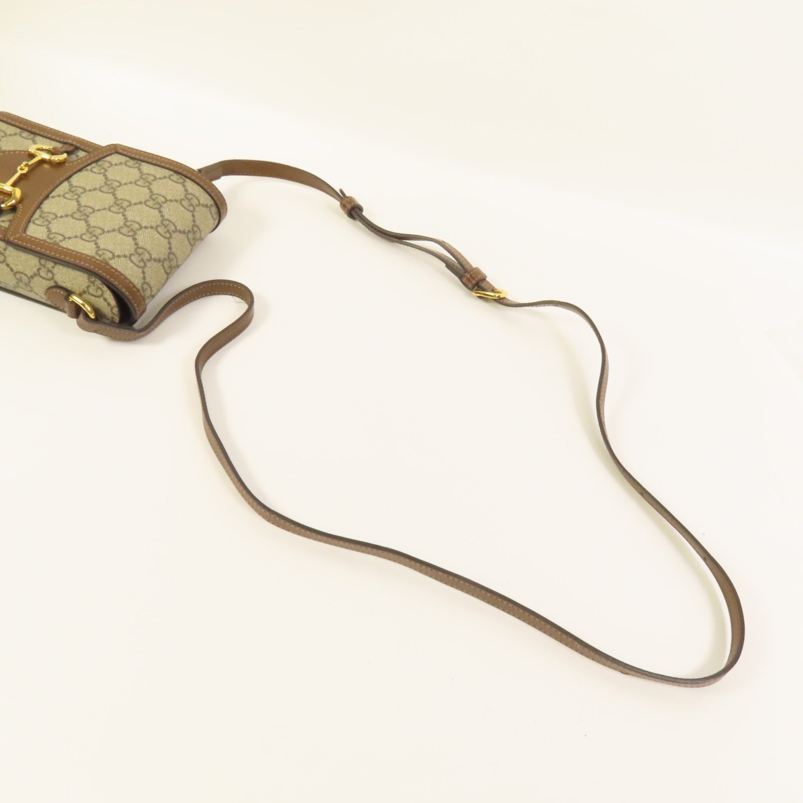 GUCCI 塗層帆布Horsebit 1955 Mini金扣肩背袋