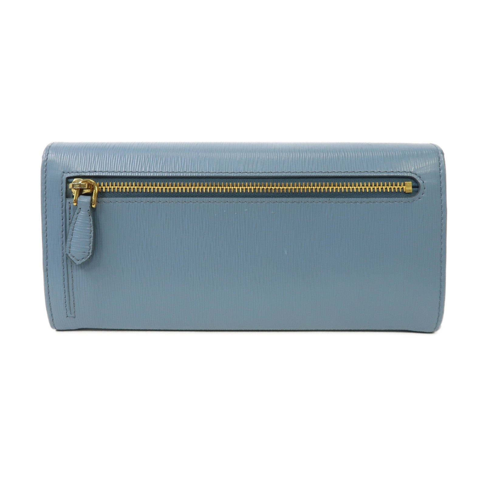 PRADA 【激減優惠】牛皮皮革Long Wallet金扣長錢包淺藍色