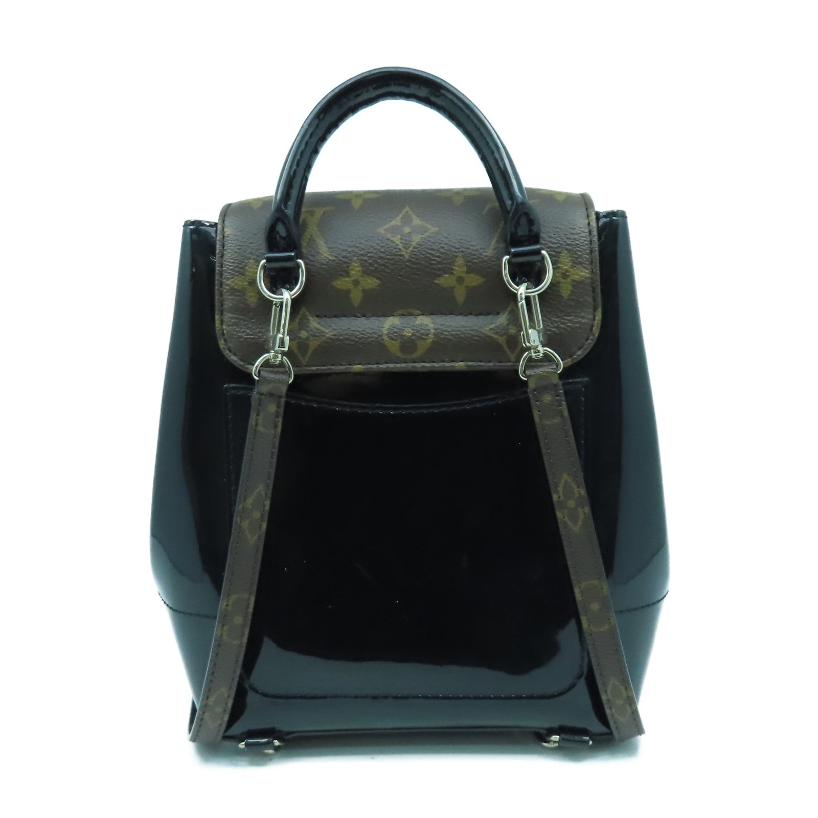 LOUIS VUITTON 【激減優惠】Vernis/Monogram Hot Springs銀扣背包黑色/啡色
