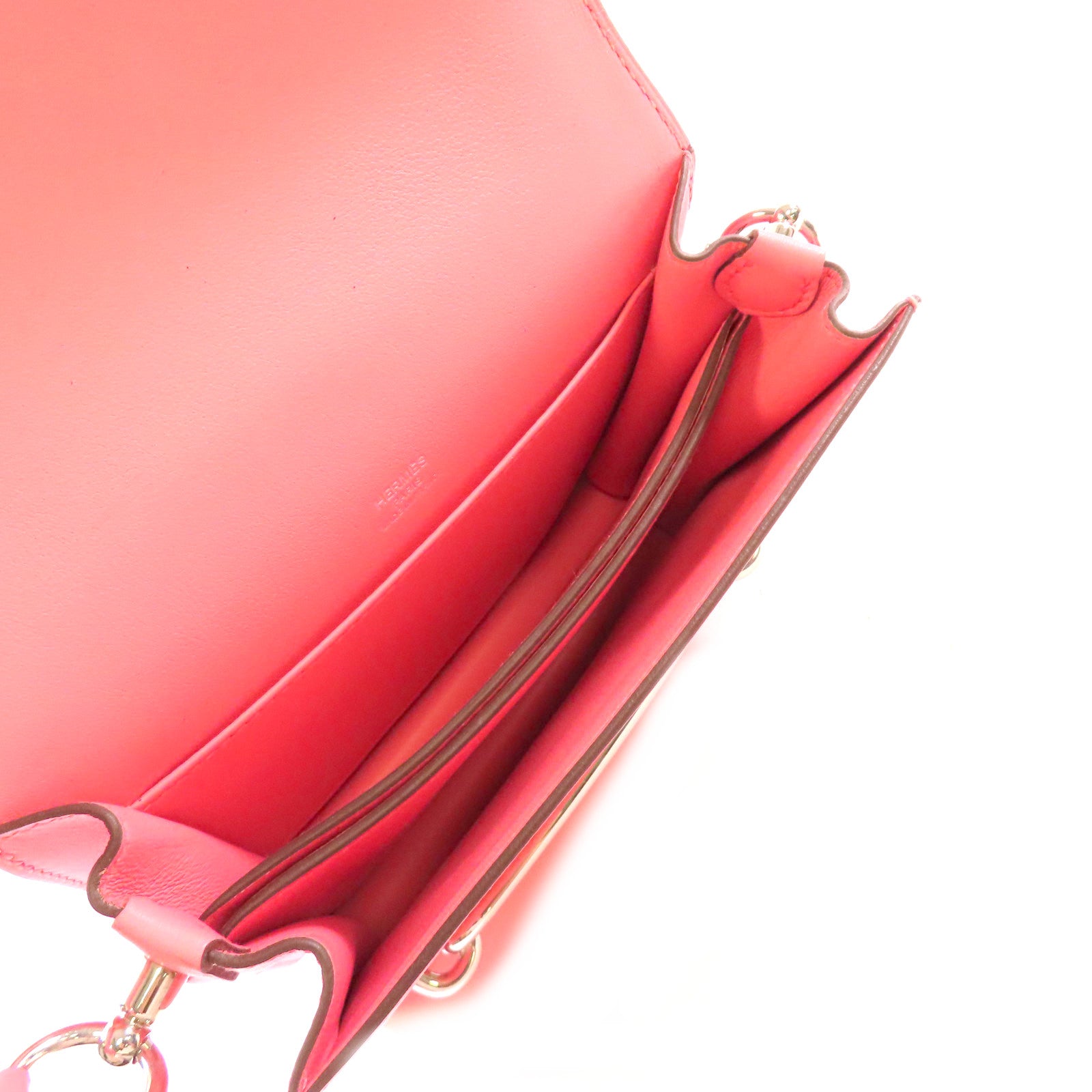 HERMES Swift皮革Mini Roulis Shoulder Bag銀扣肩背袋8W Rose Azalee/玫瑰杜鵑粉色