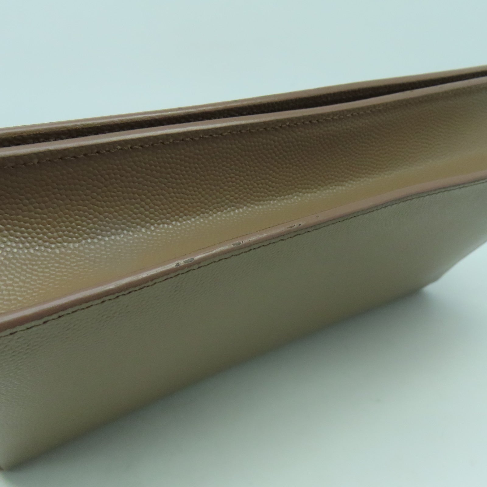 SAINT LAURENT 【激減優惠】牛皮皮革Clutch Bag銀扣手拿包啡色