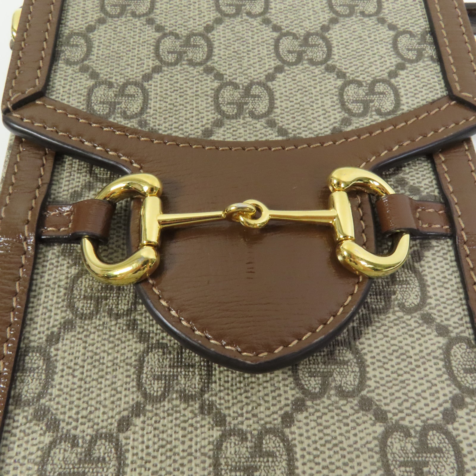 GUCCI 塗層帆布Horsebit 1955 Mini金扣肩背袋