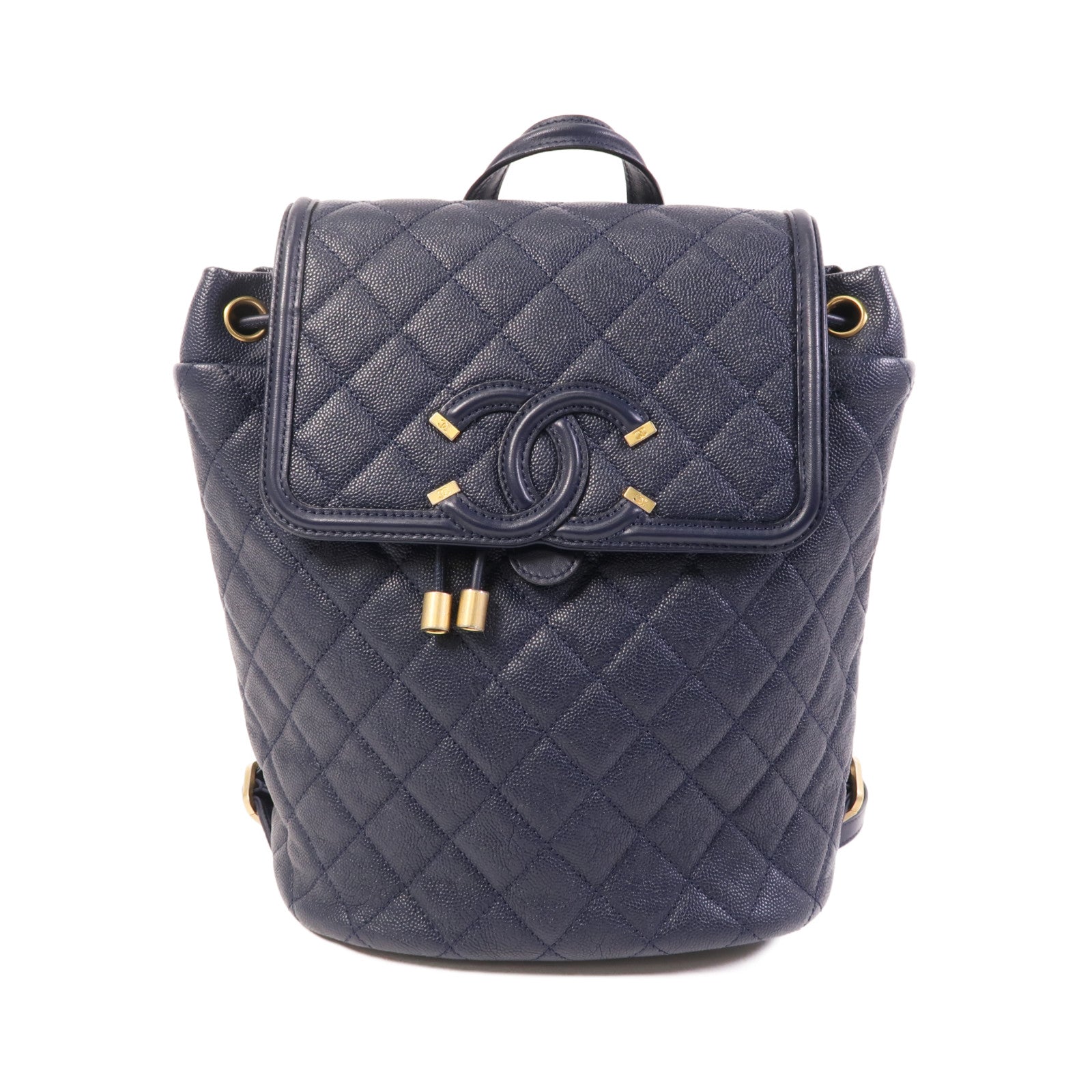 CHANEL 【激減優惠】牛皮皮革Filigree Backpack金扣鏈帶背包