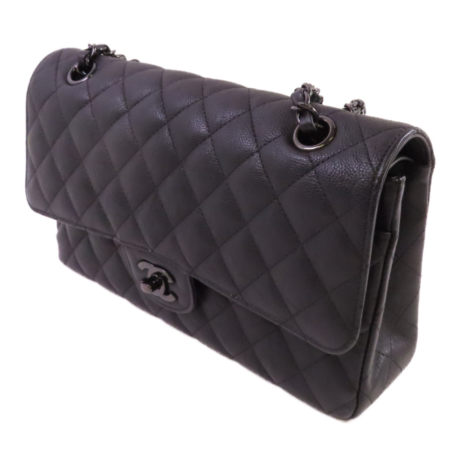 CHANEL 菱格牛皮皮革Classic Flap So Black Chain Shoulder Bag鏈帶肩背袋黑色
