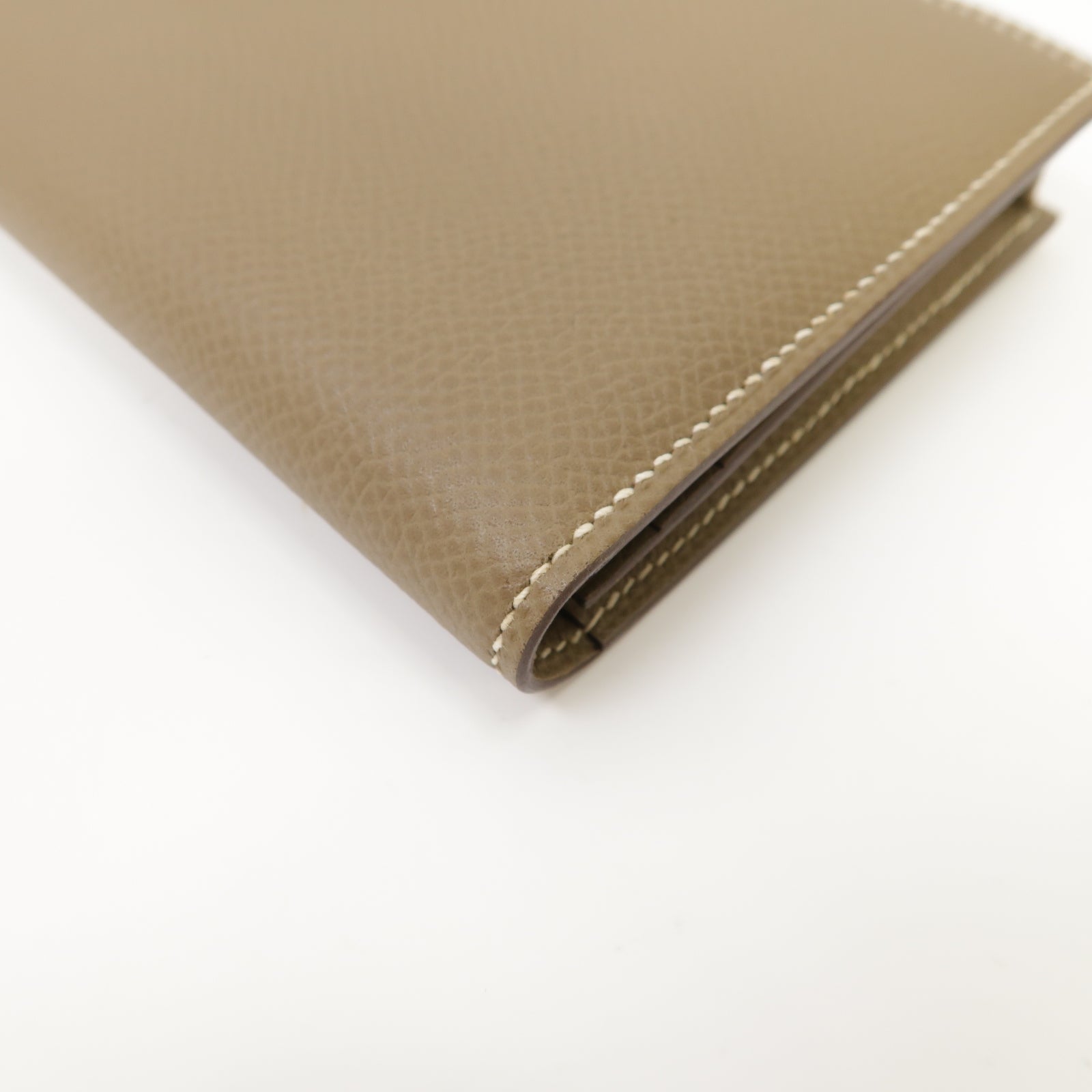 HERMES Epsom皮革Brean Long Wallet金扣長錢包Etoupe米灰色