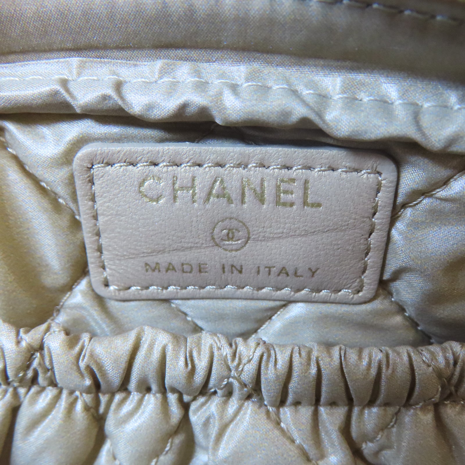 CHANEL (PRICE DOWN) Quilted CC GHW Pouch Bag Lambskin Leather Gold