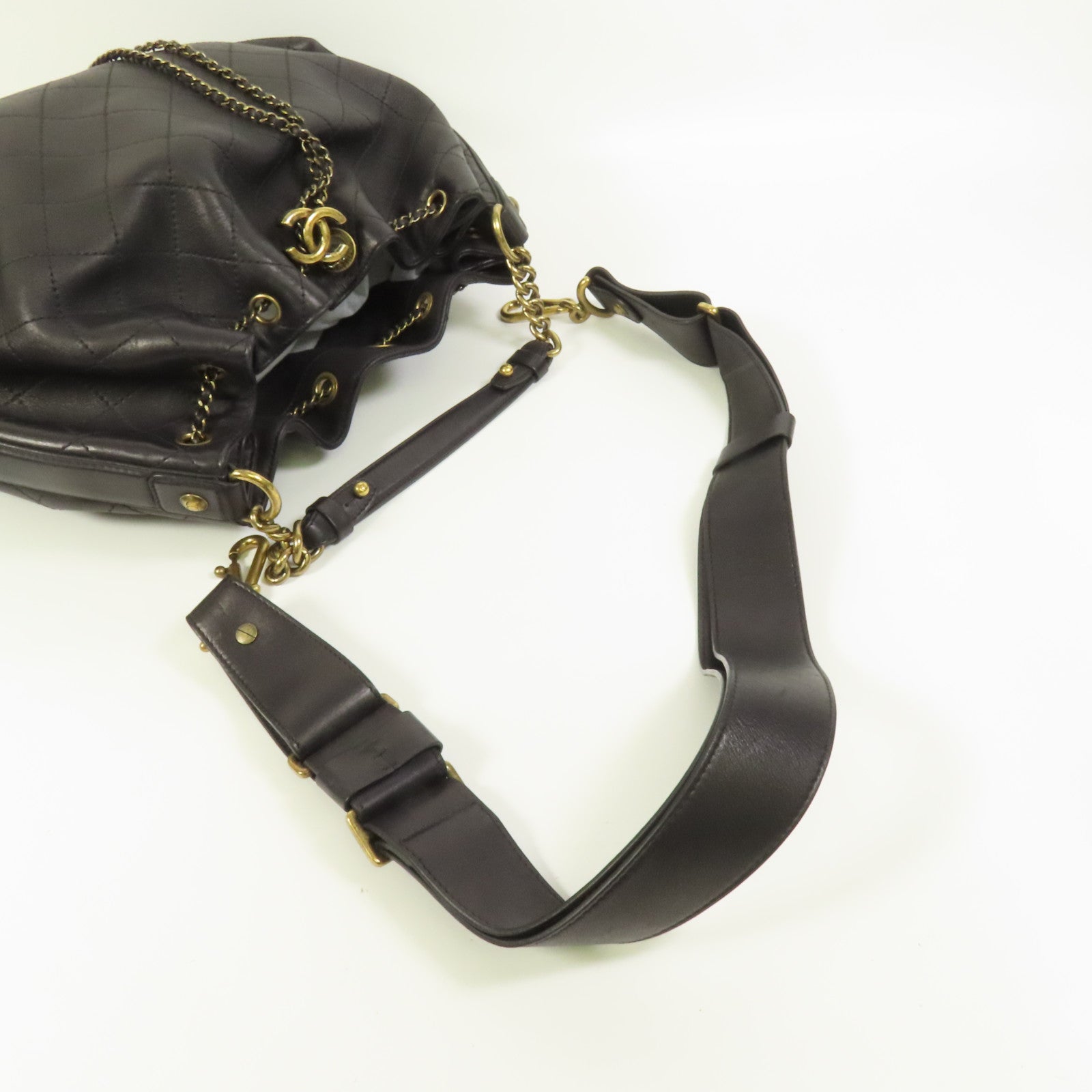 CHANEL 牛皮皮革Shoulder Bag金扣手挽肩背兩用袋