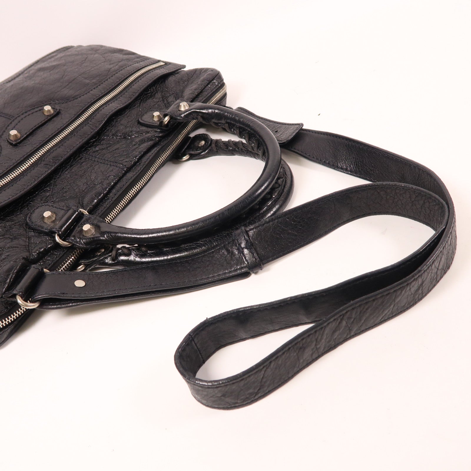 BALENCIAGA 牛皮皮革Bag銀扣手挽肩背兩用袋