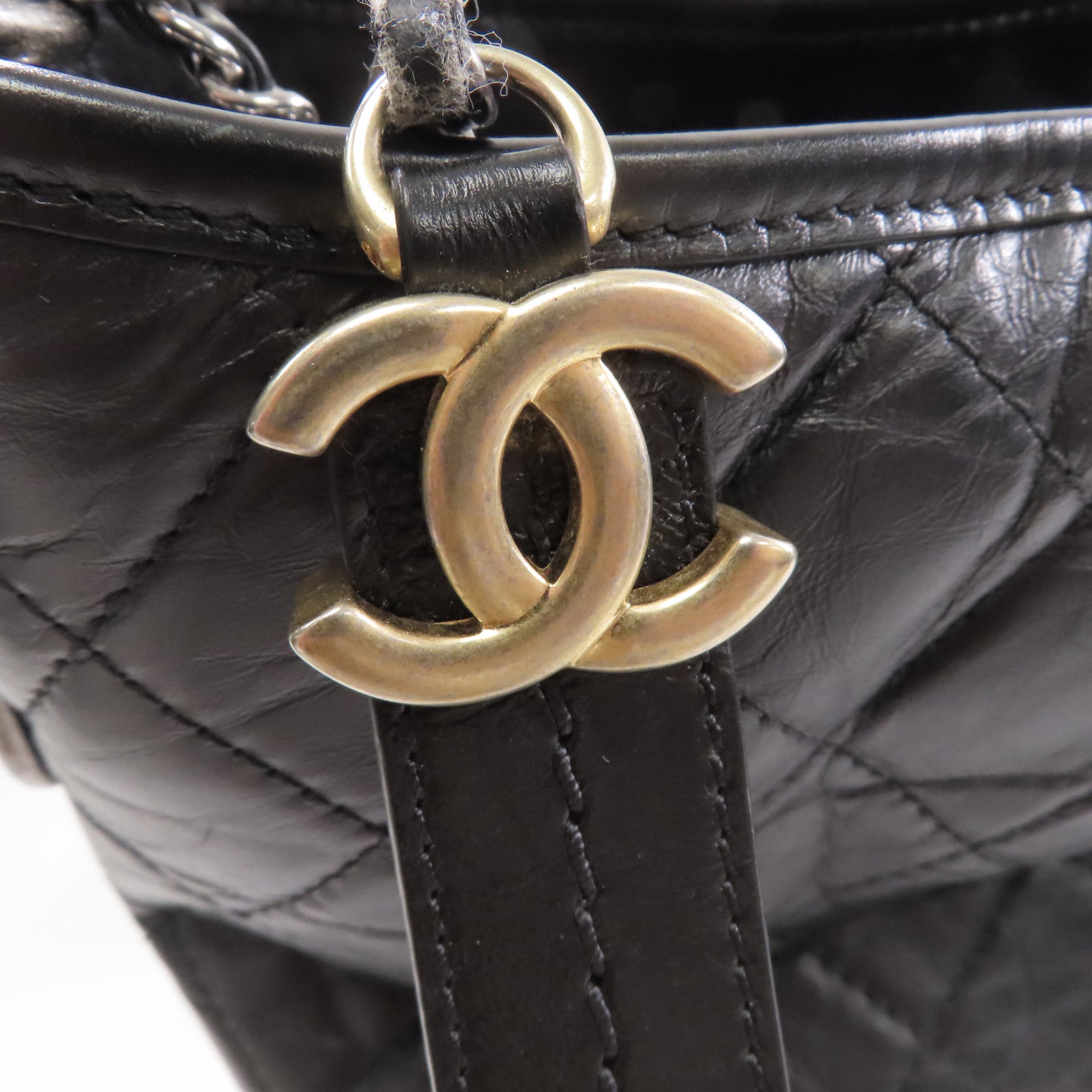 CHANEL 【激減優惠】菱格牛皮皮革Gabrielle Large Hobo鏈帶肩背袋黑色