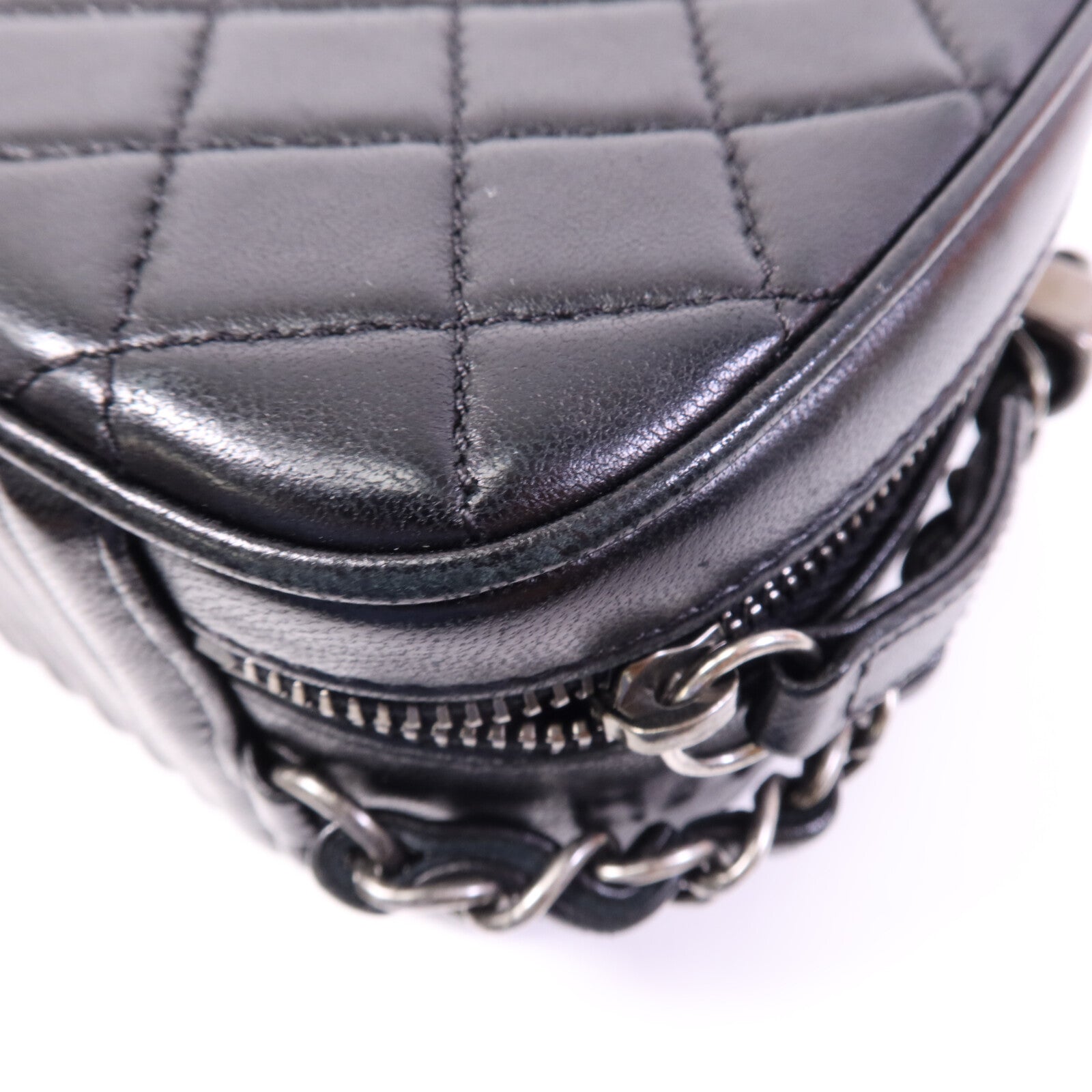 CHANEL 牛皮皮革Coco Boy Camera Bag銀扣鏈帶肩背袋