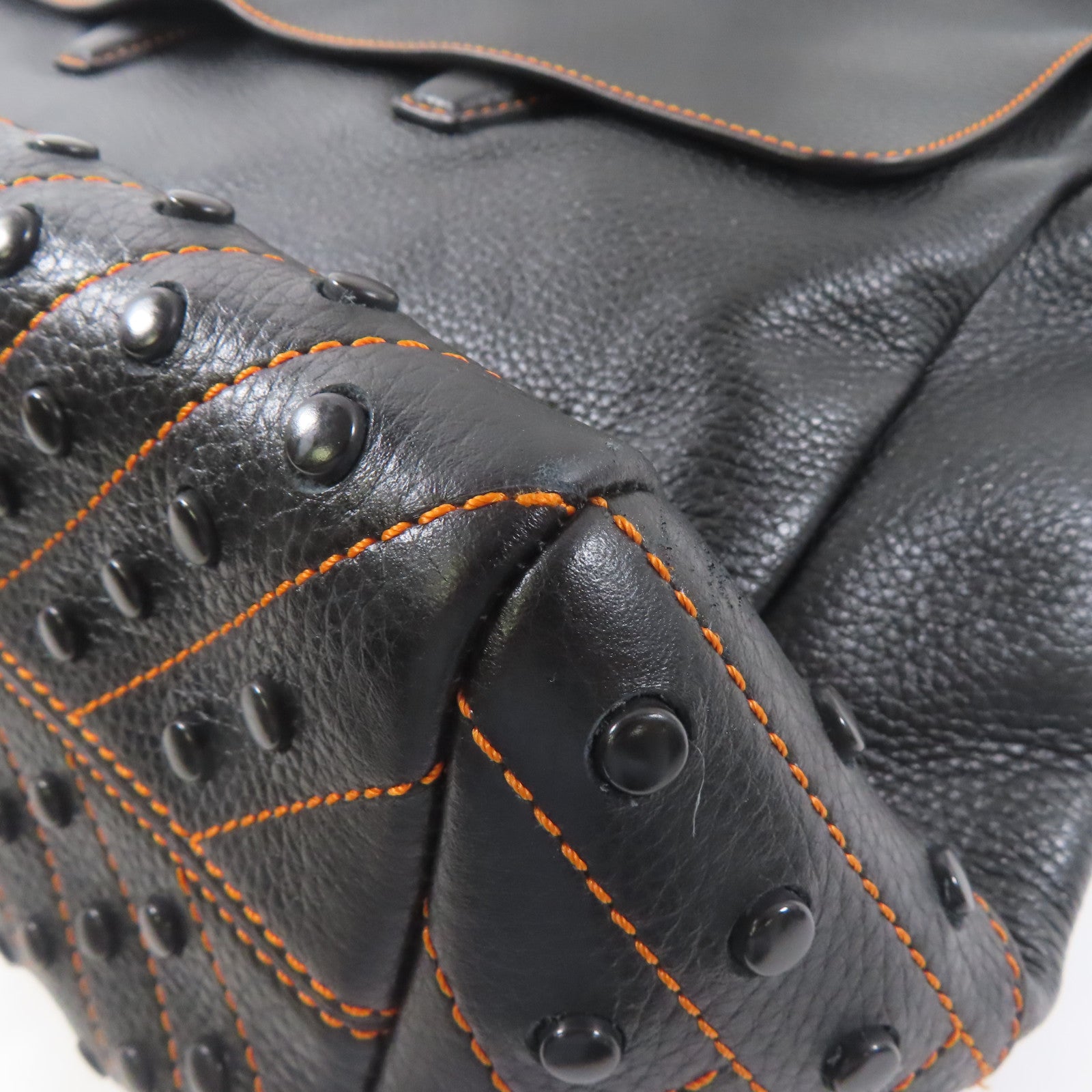 TOD'S 牛皮皮革2 Way Bag銀扣手挽肩背兩用袋黑色