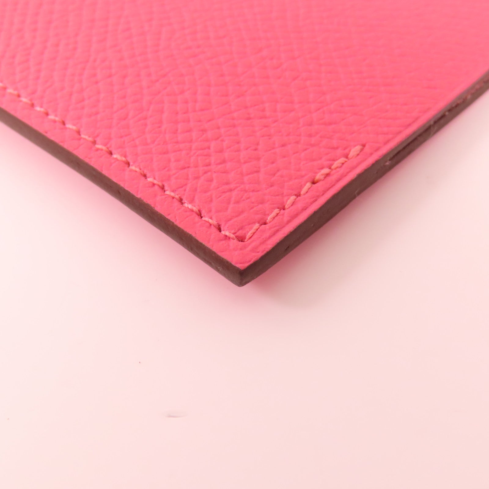 HERMES 【激減優惠】Epsom皮革Passport Case銀扣護照套Rose Azalee