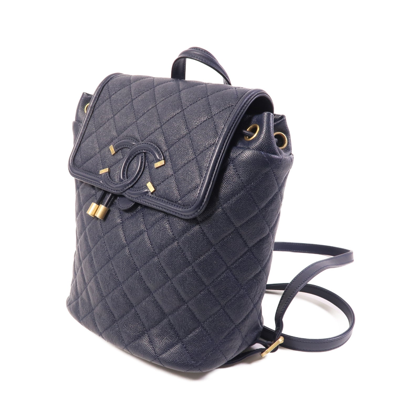 CHANEL 【激減優惠】牛皮皮革Filigree Backpack金扣鏈帶背包