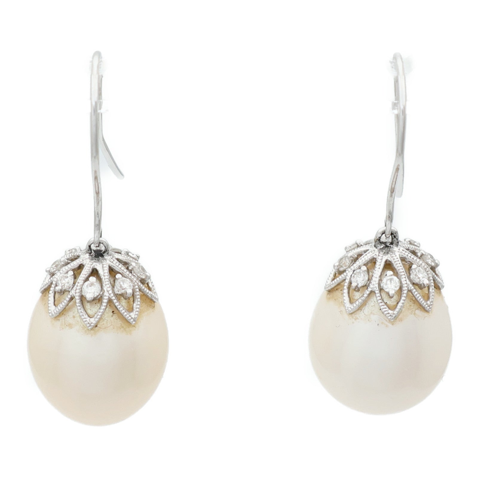 JEWELRY 18K白金Pearl Diamond Earrings珍珠鑽石耳環