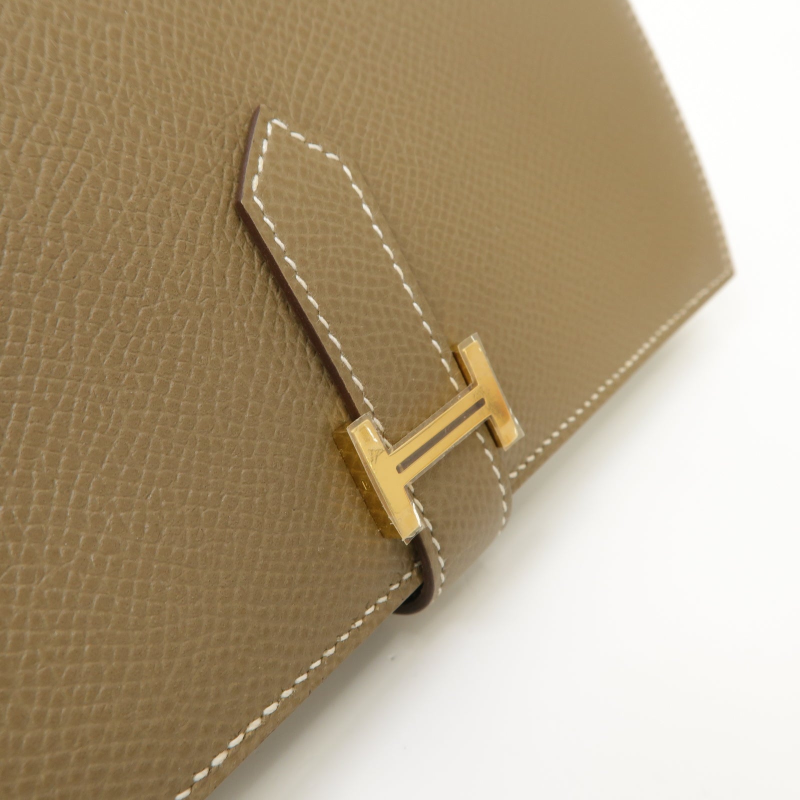HERMES Epsom皮革Brean Long Wallet金扣長錢包Etoupe米灰色