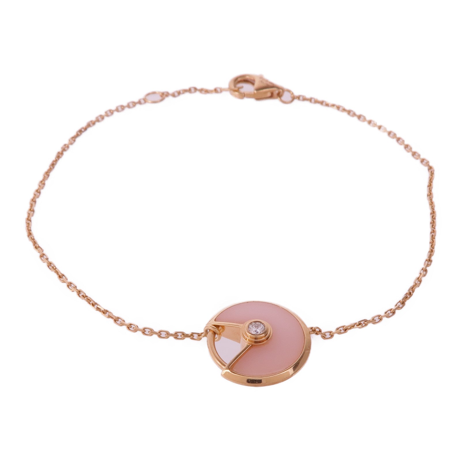 CARTIER 18K玫瑰金Amulette De Cartier蛋白石/鑽石手鏈