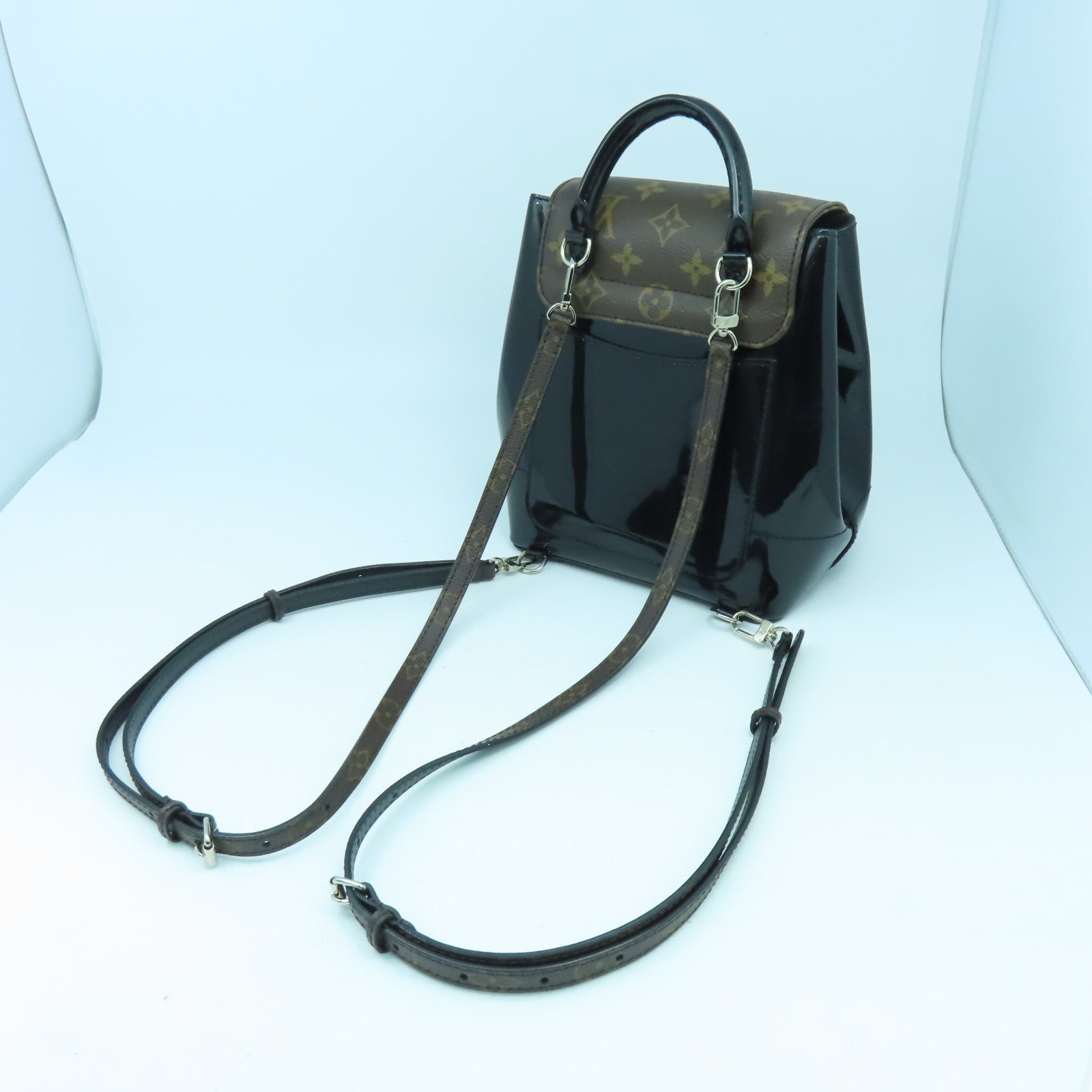 LOUIS VUITTON 【激減優惠】Vernis/Monogram Hot Springs銀扣背包黑色/啡色