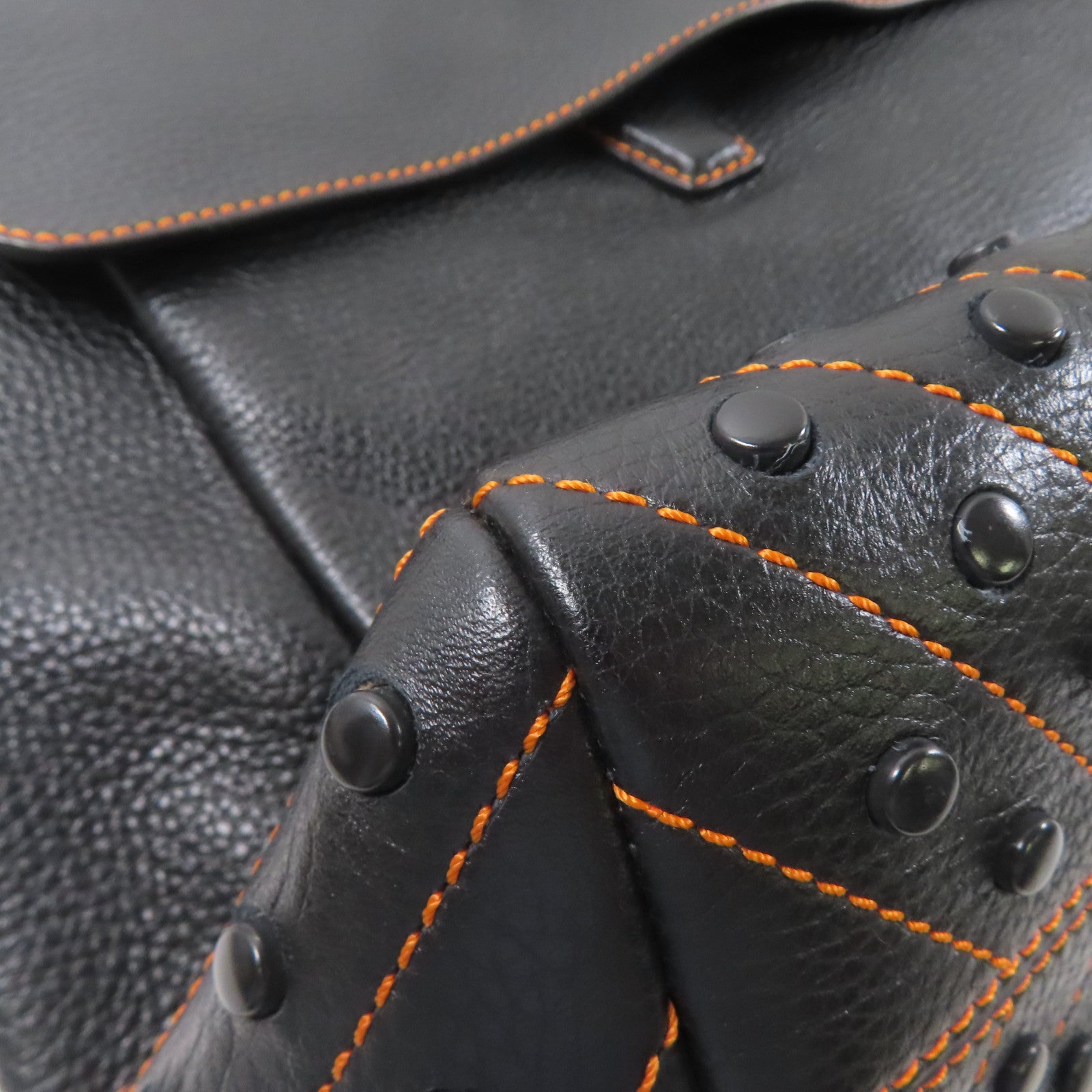 TOD'S 牛皮皮革2 Way Bag銀扣手挽肩背兩用袋黑色