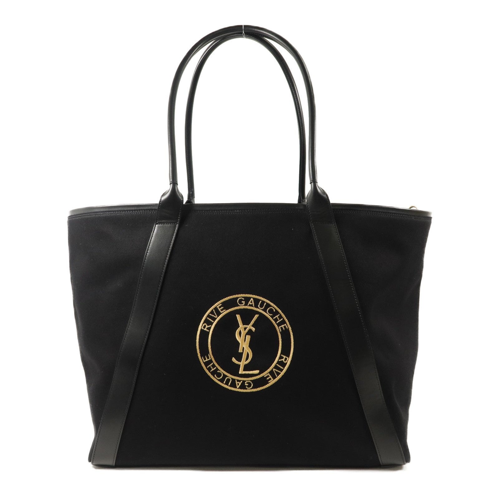 SAINT LAURENT 帆布/牛皮皮革Rive Gauche Tote Bag手挽袋