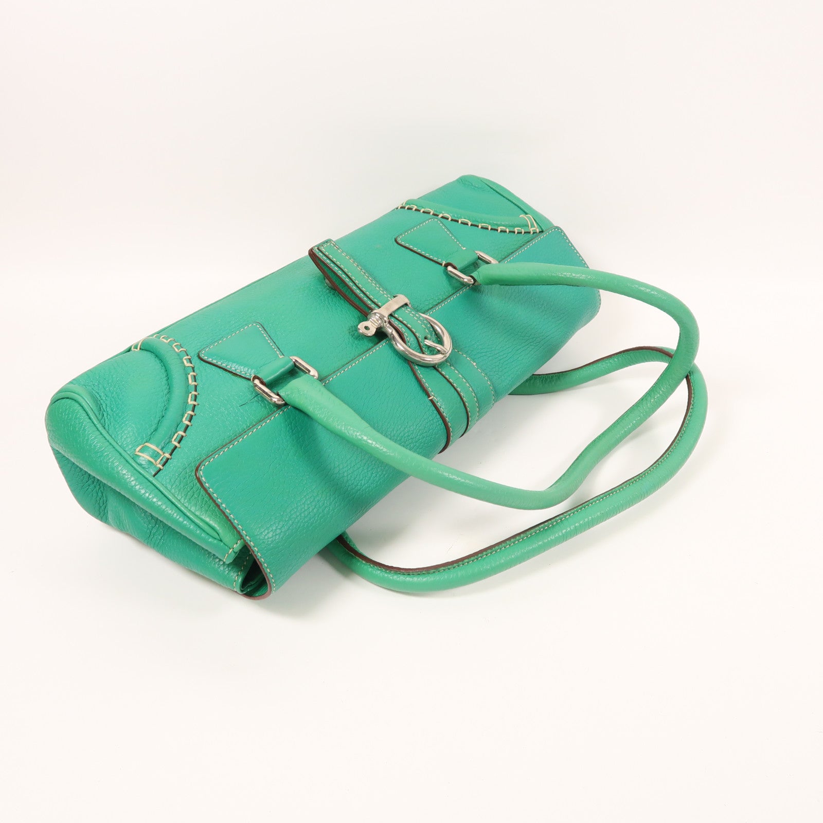 BURBERRY 牛皮皮革Hand Bag銀扣肩背袋