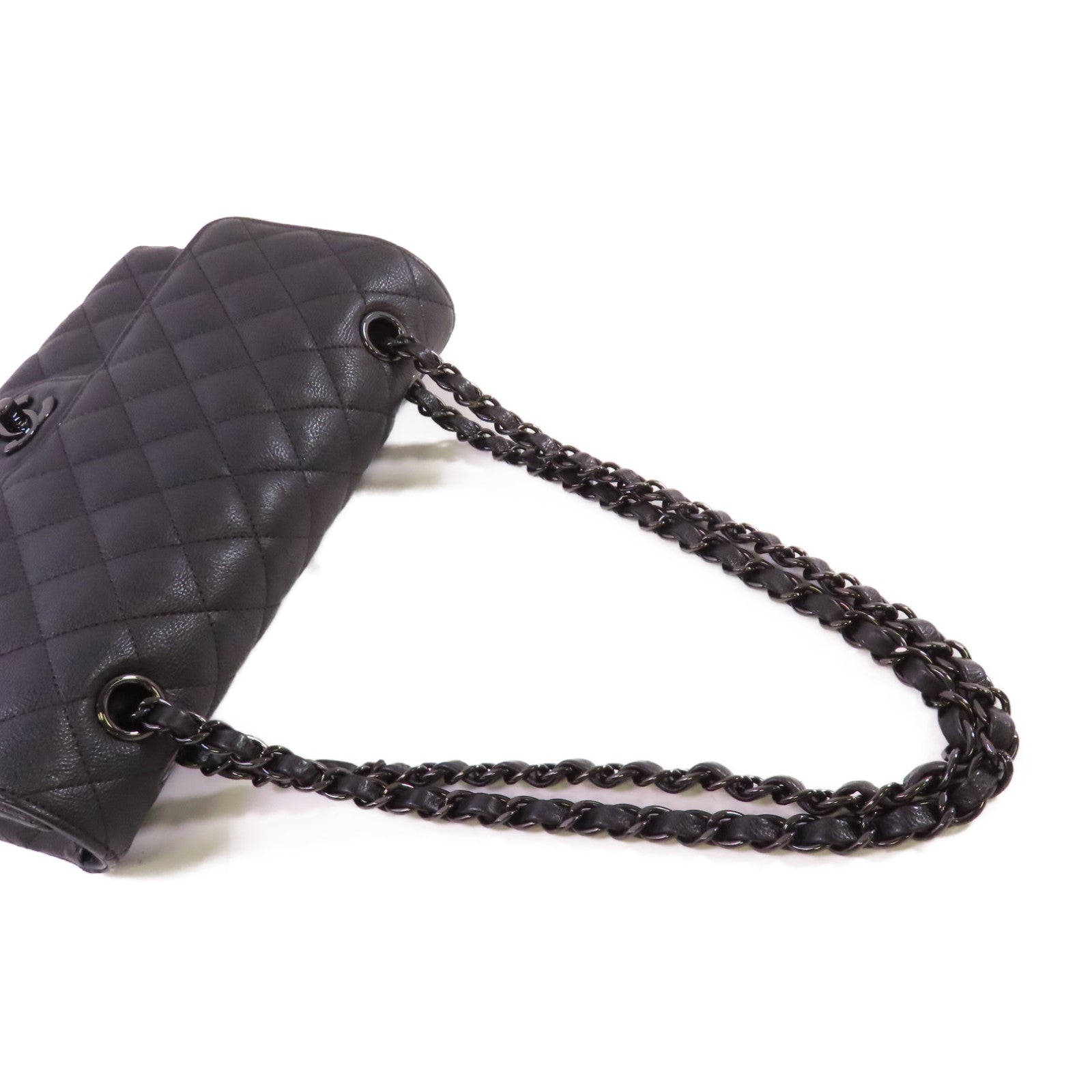 CHANEL 菱格牛皮皮革Classic Flap So Black Chain Shoulder Bag鏈帶肩背袋黑色