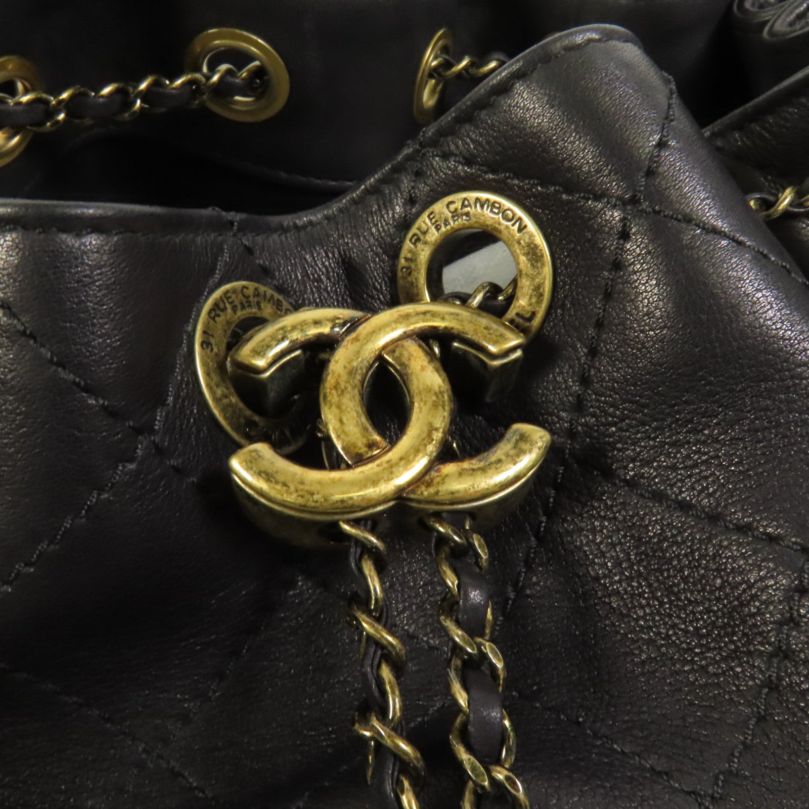 CHANEL 牛皮皮革Shoulder Bag金扣手挽肩背兩用袋