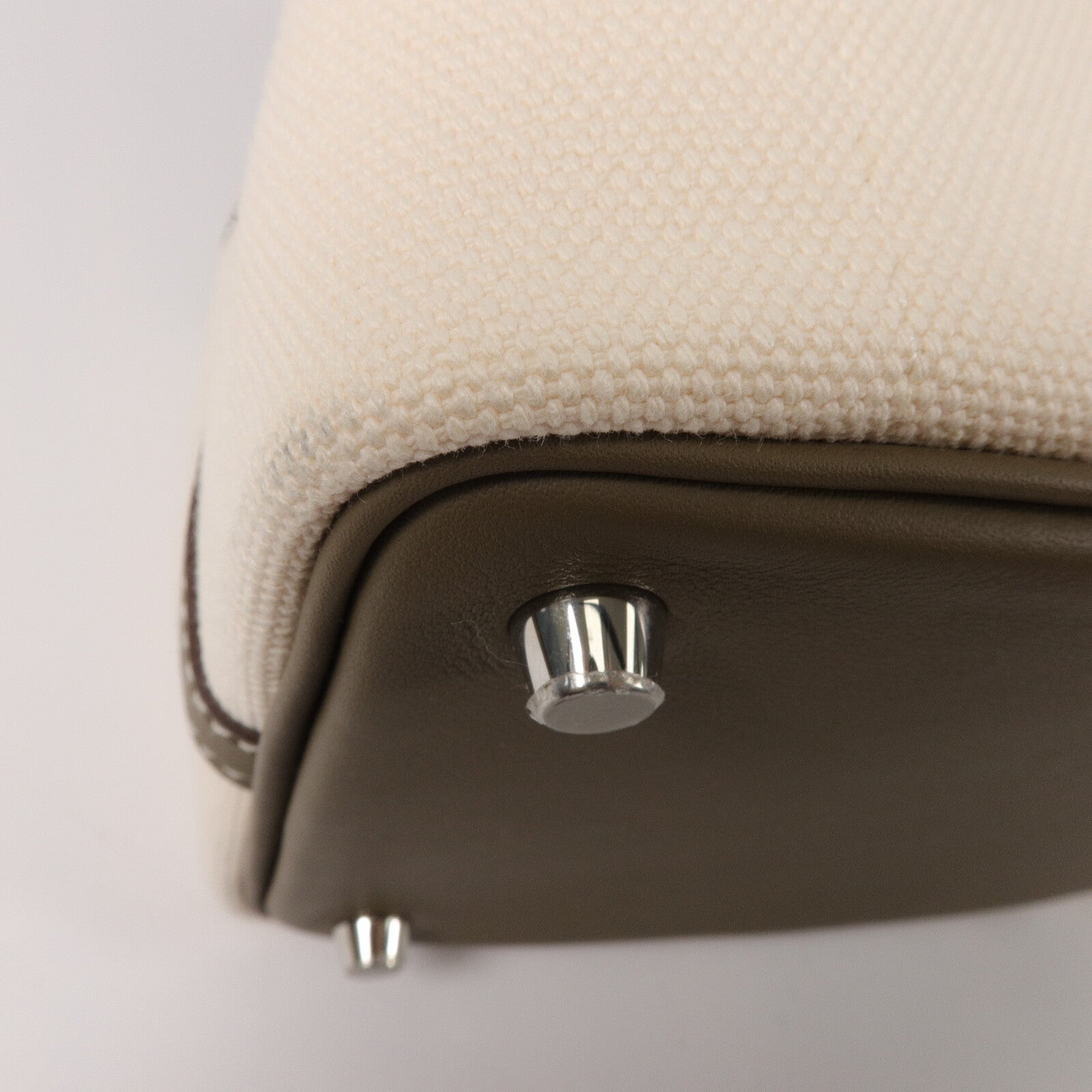 HERMES 帆布/Swift皮革Picotin PM手挽袋Etoupe